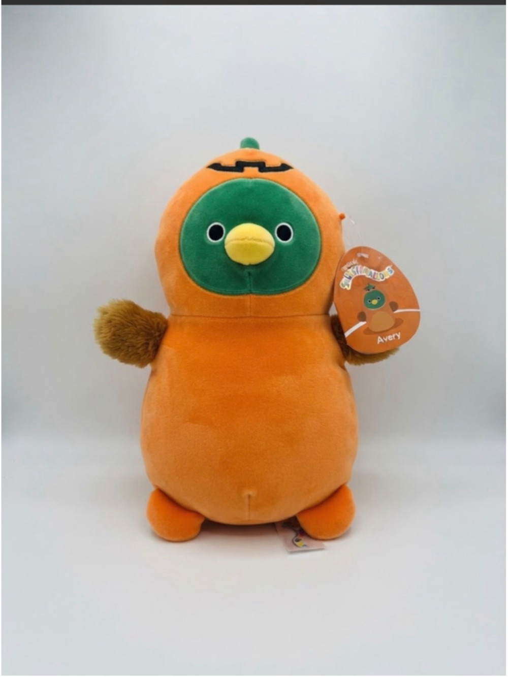 Squishmallows Hug Mees Avery Mallard Duck Pumpkin Halloween Plush 16 in